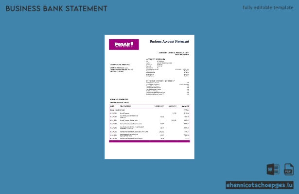 USA Florida PenAir Credit Union Organisationserklärung Word- und PDF-Beispielvorschau